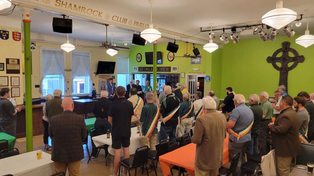 Brothers gathered at a monthly AOH Milwaukee division meeting